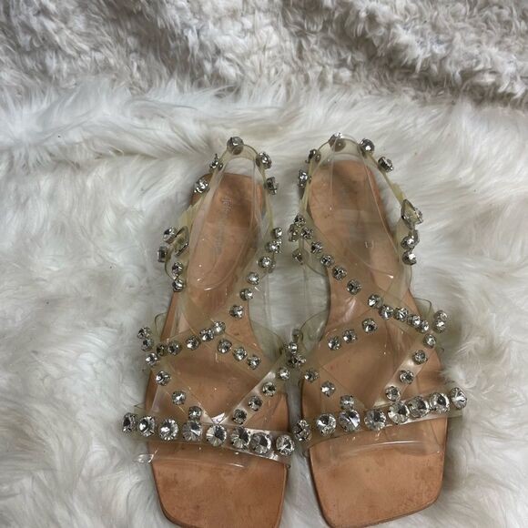 Jeffrey Campbell Rhinestone Studded Clear Strappy Sandals SZ 10 - Picture 8 of 10